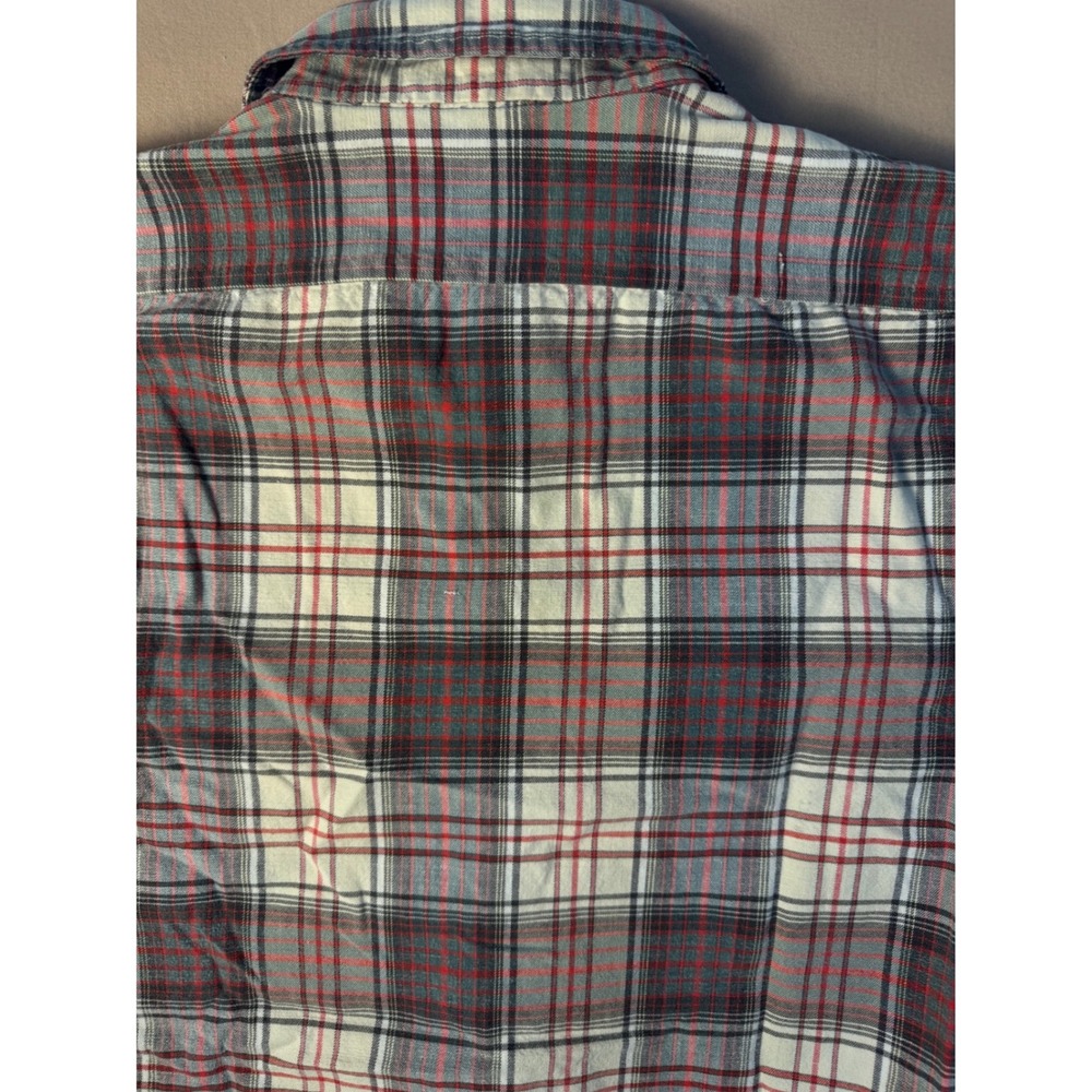 Men's Plaid Button Up‎ Flannel Shirt Medium Gray Red Lumberjack Style - Picture 6 of 6